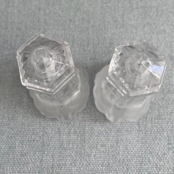 LENOX Crystal Glass Lighthouse Salt & Pepper Shakers Frosted Waves Base - Picture 4 of 8